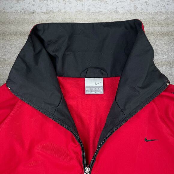 Vintage Y2K Nike Windbreaker Jacket Womens XL Crimson Red Black Polyester - Picture 3 of 4